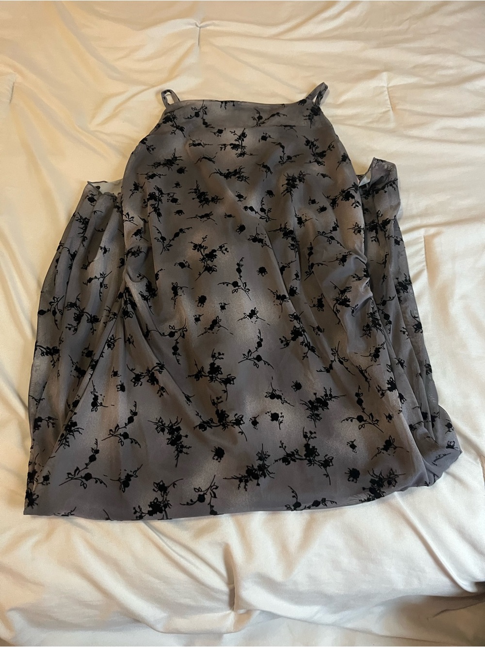 Target Grey Slip Maxi Skirt with Black Floral Burnout